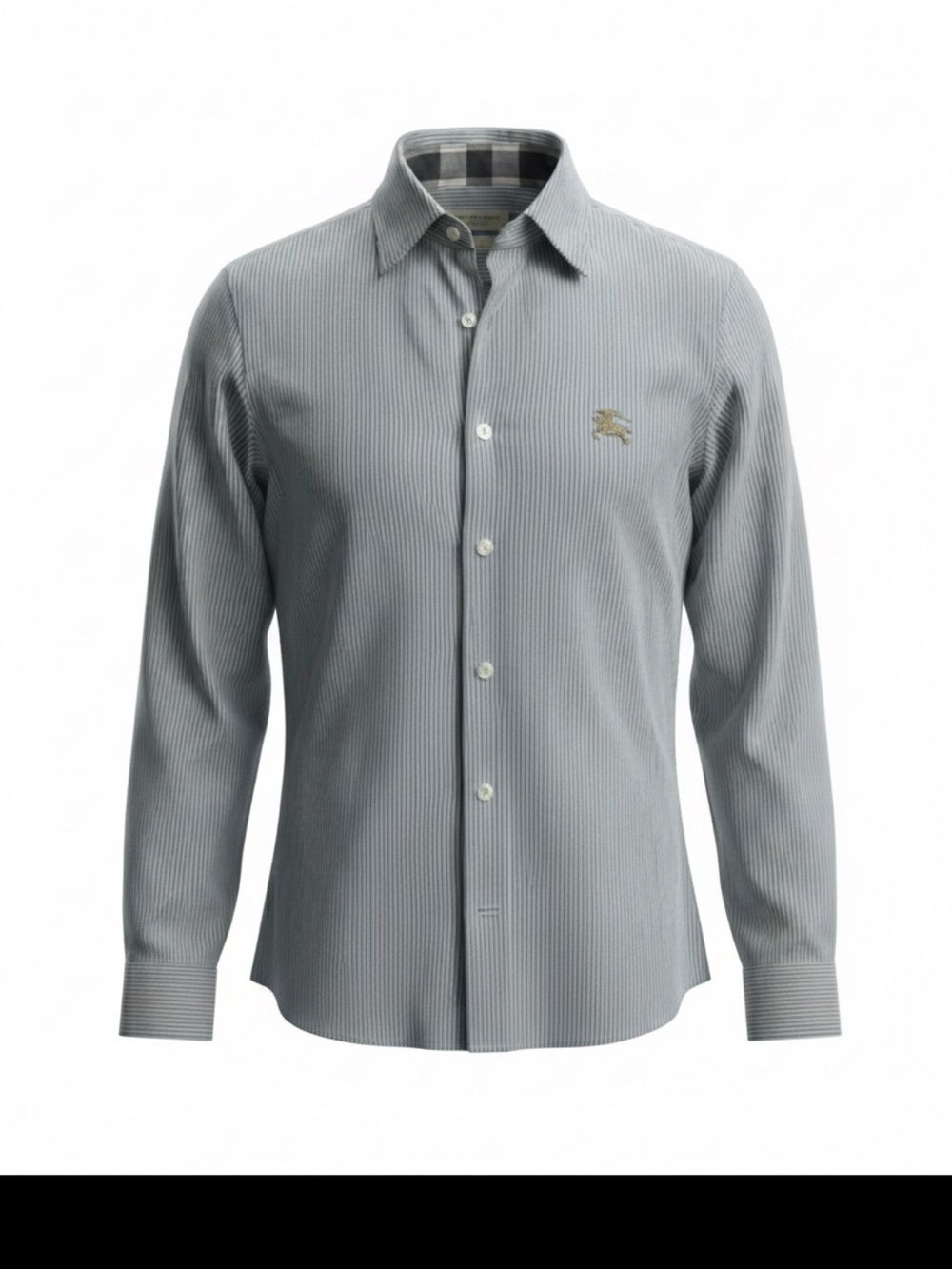 Burberry Light Grey Striped Button-Down Dress Shirt